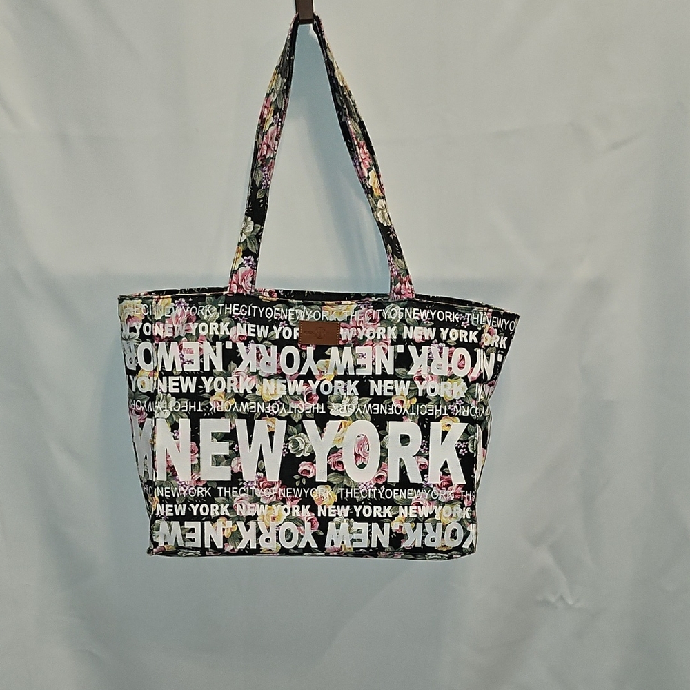 New York Floral Print Tote Bag